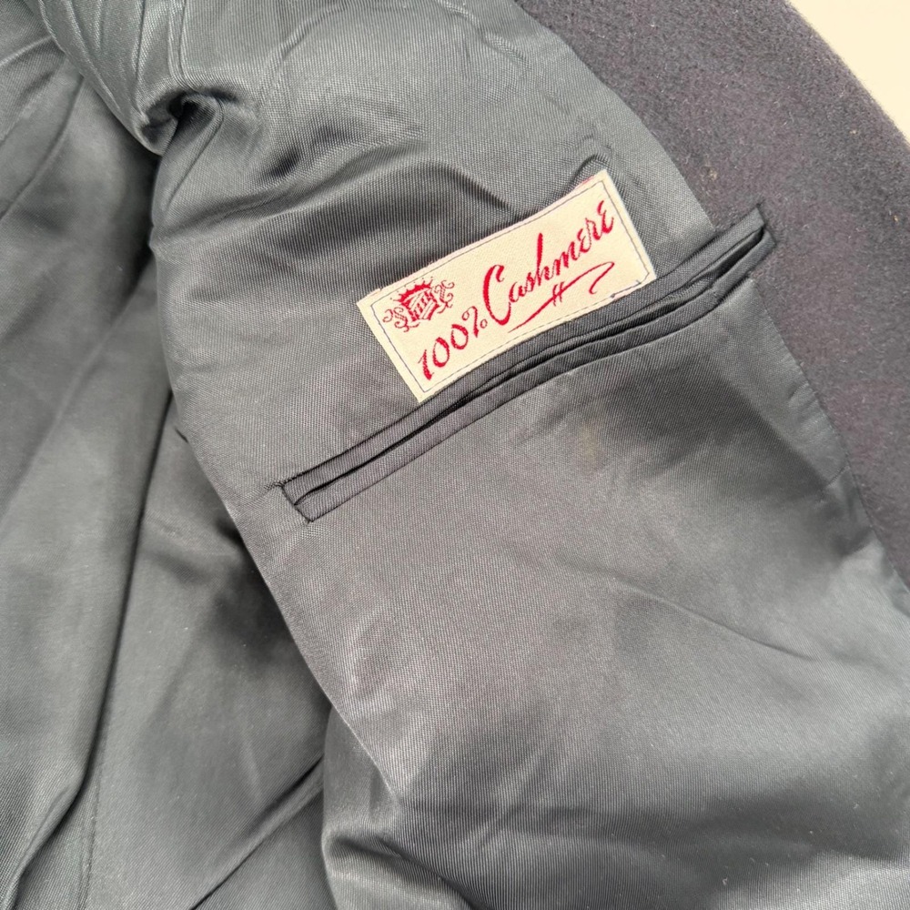 VTG 100% Cashmere Navy Blue Blazer USA Made Classic Tailored Sport Coat 44R - Picture 7 of 14